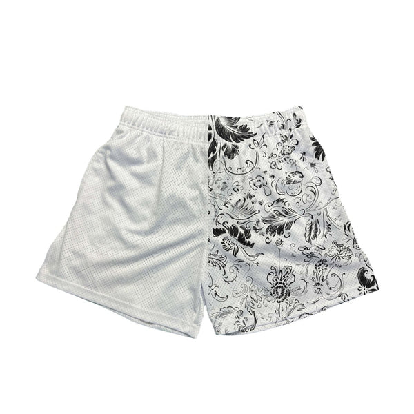 DIVIDE FLORAL SHORTS - WHITE