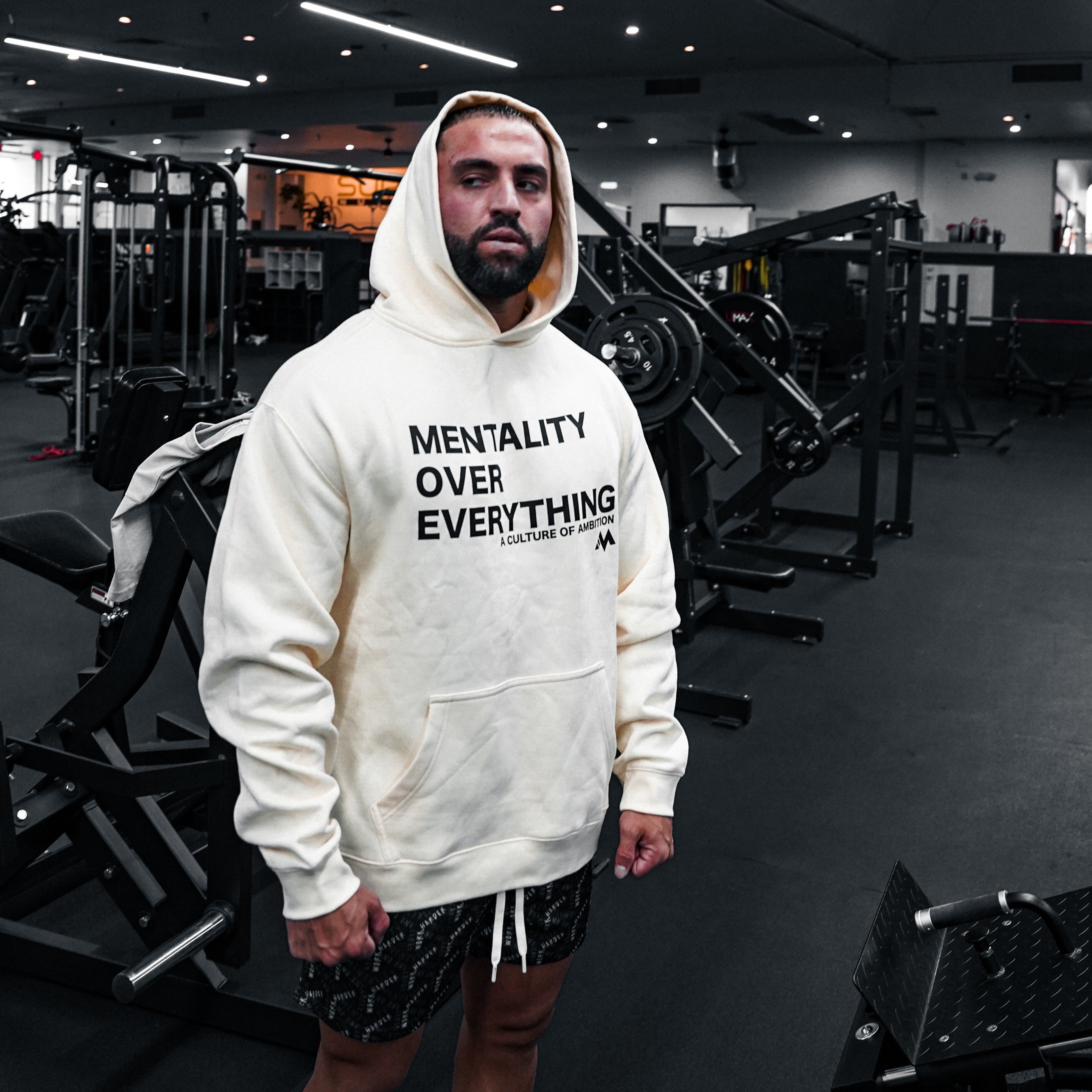 'Mentality Over Everything' Hoodie - CREAM