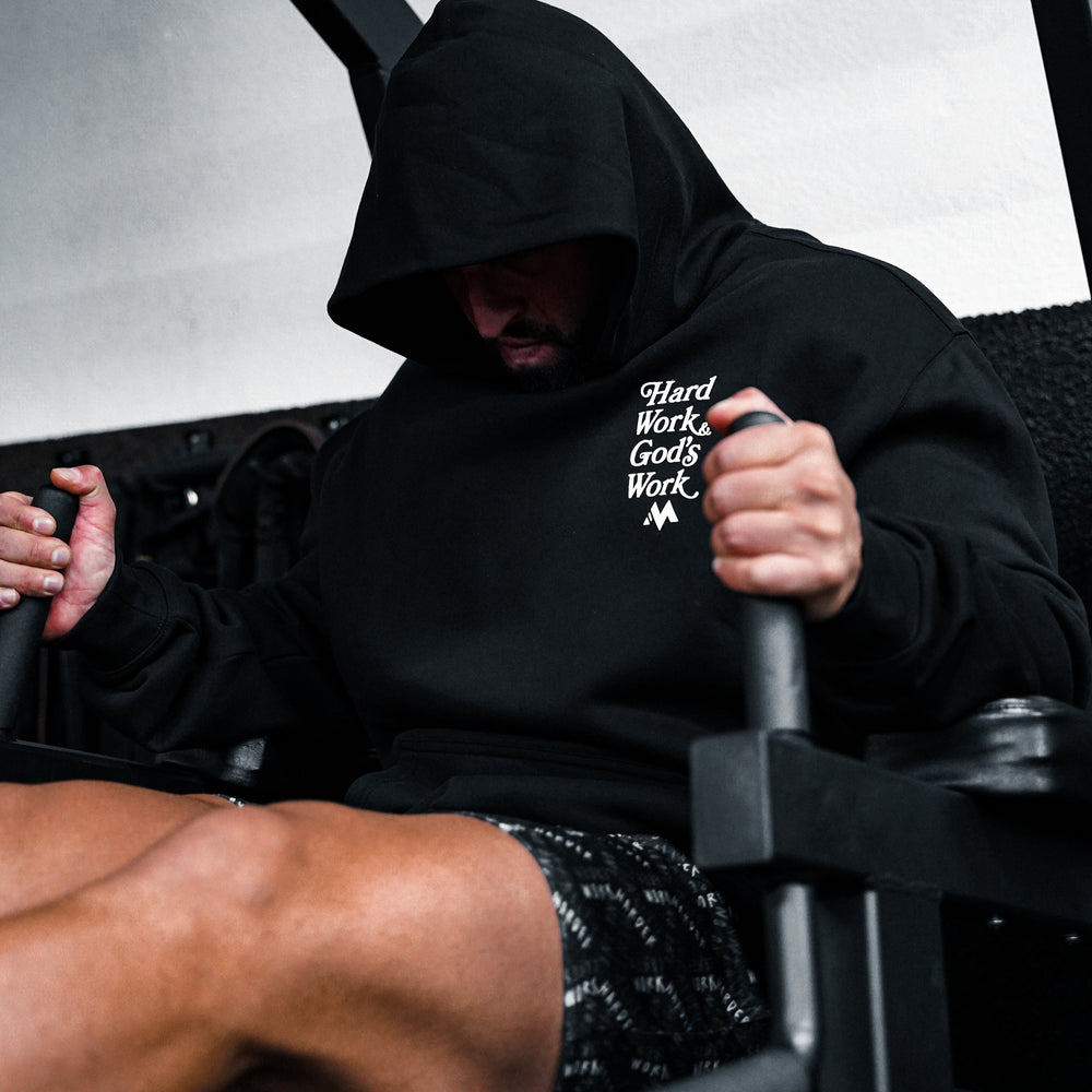 'HARD WORK & GOD'S WORK' HOODIE - BLACK