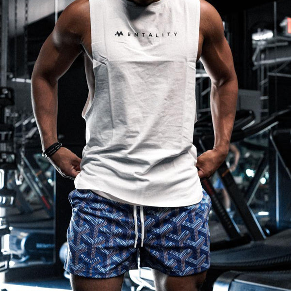 WORK HARDER MESH SHORTS (MID THIGH CUT) - BLUE