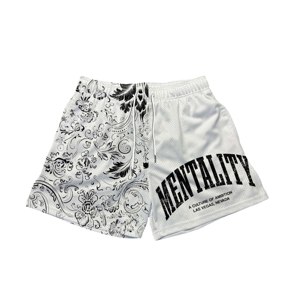 DIVIDE FLORAL SHORTS - WHITE