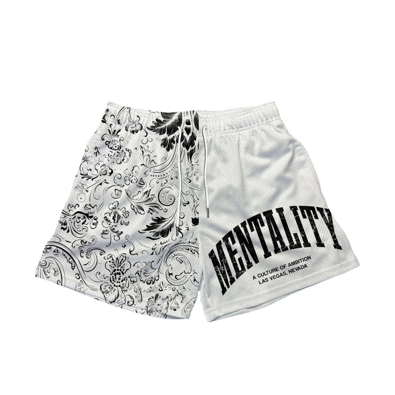 DIVIDE FLORAL SHORTS - WHITE