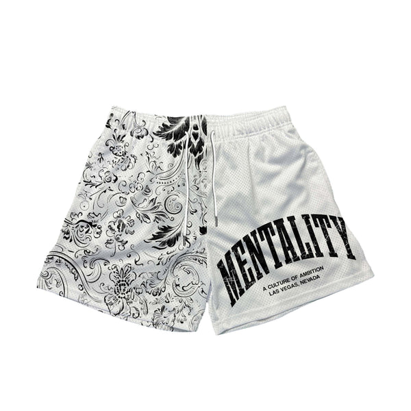 DIVIDE FLORAL SHORTS - WHITE