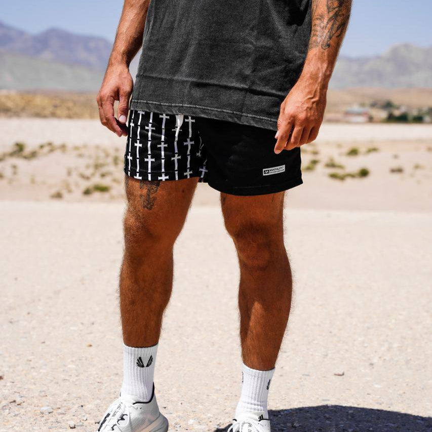 CROSS MESH SHORTS BLACK