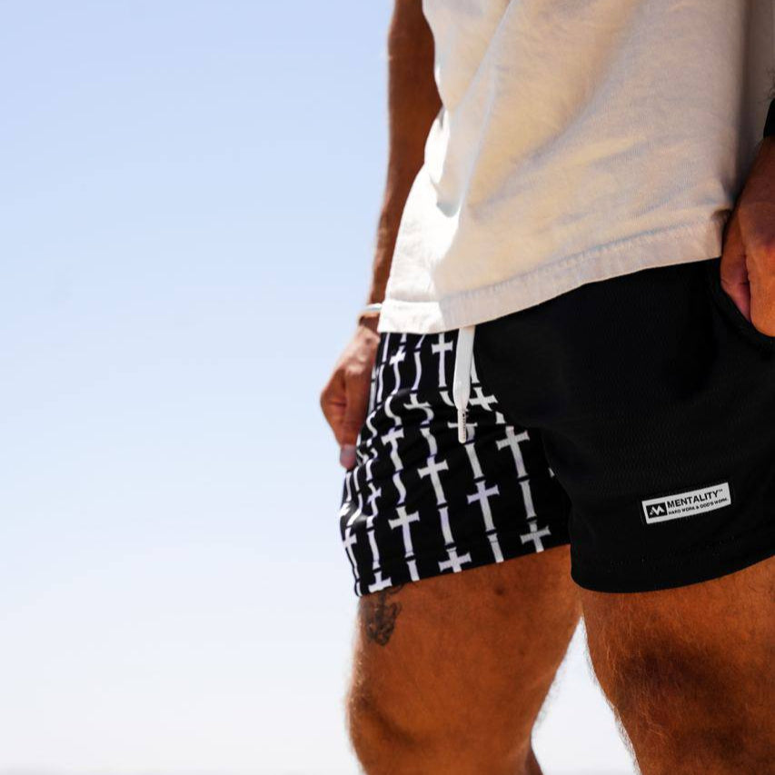 CROSS MESH SHORTS BLACK
