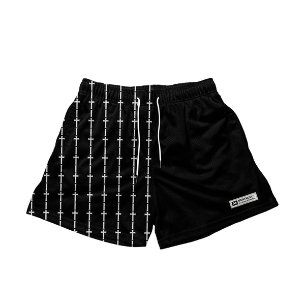 CROSS MESH SHORTS BLACK