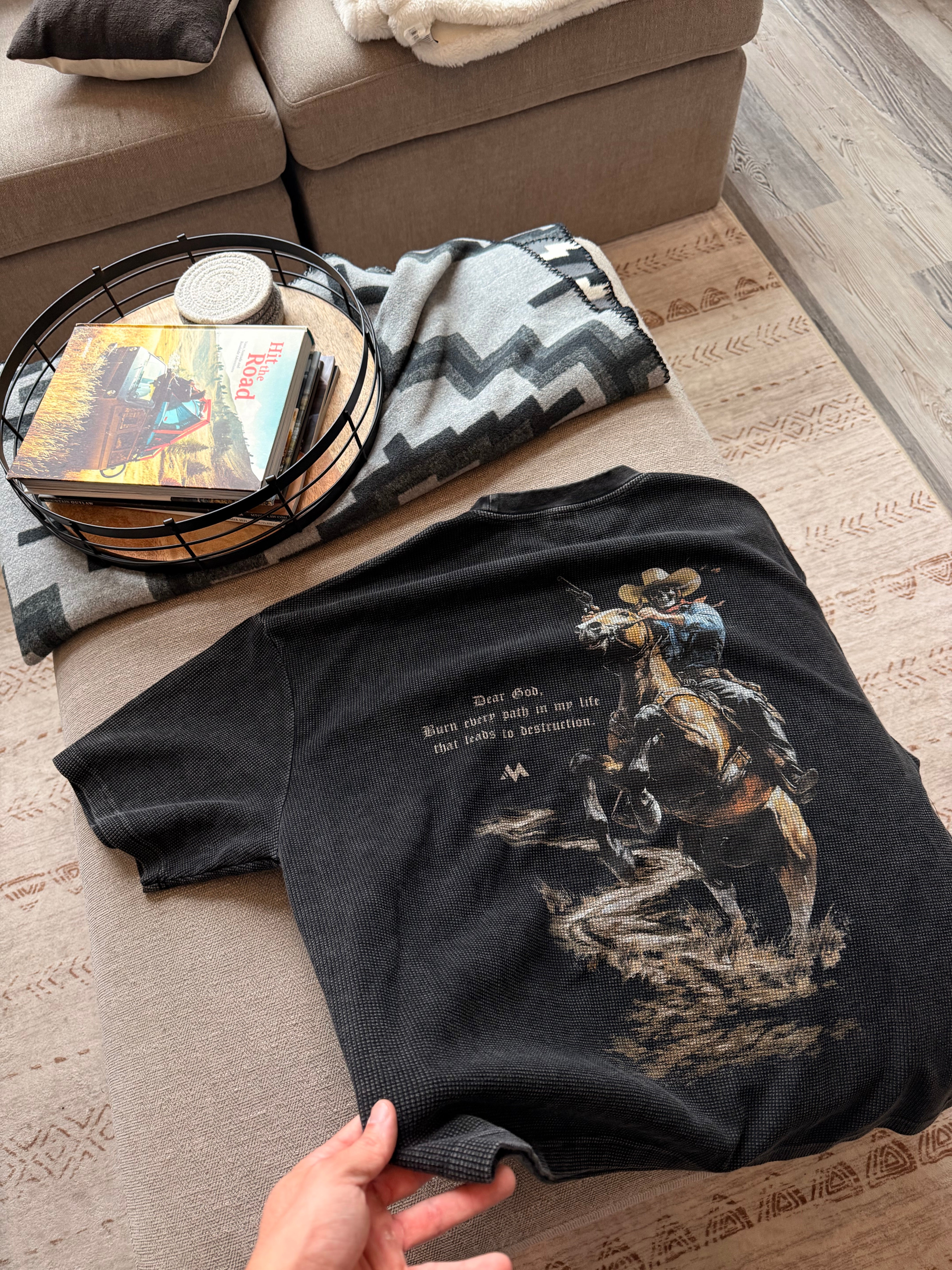 DEAR GOD VINTAGE WAFFLE TEE