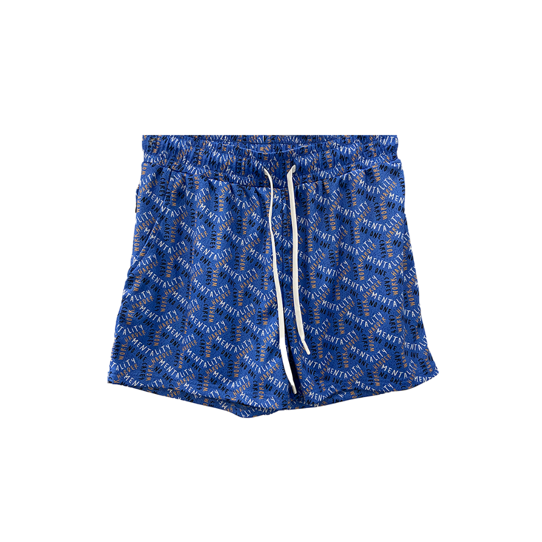 WORK HARDER MESH SHORTS (MID THIGH CUT) - BLUE WORK HARDER MESH SHORTS (MID THIGH CUT) - BLUE