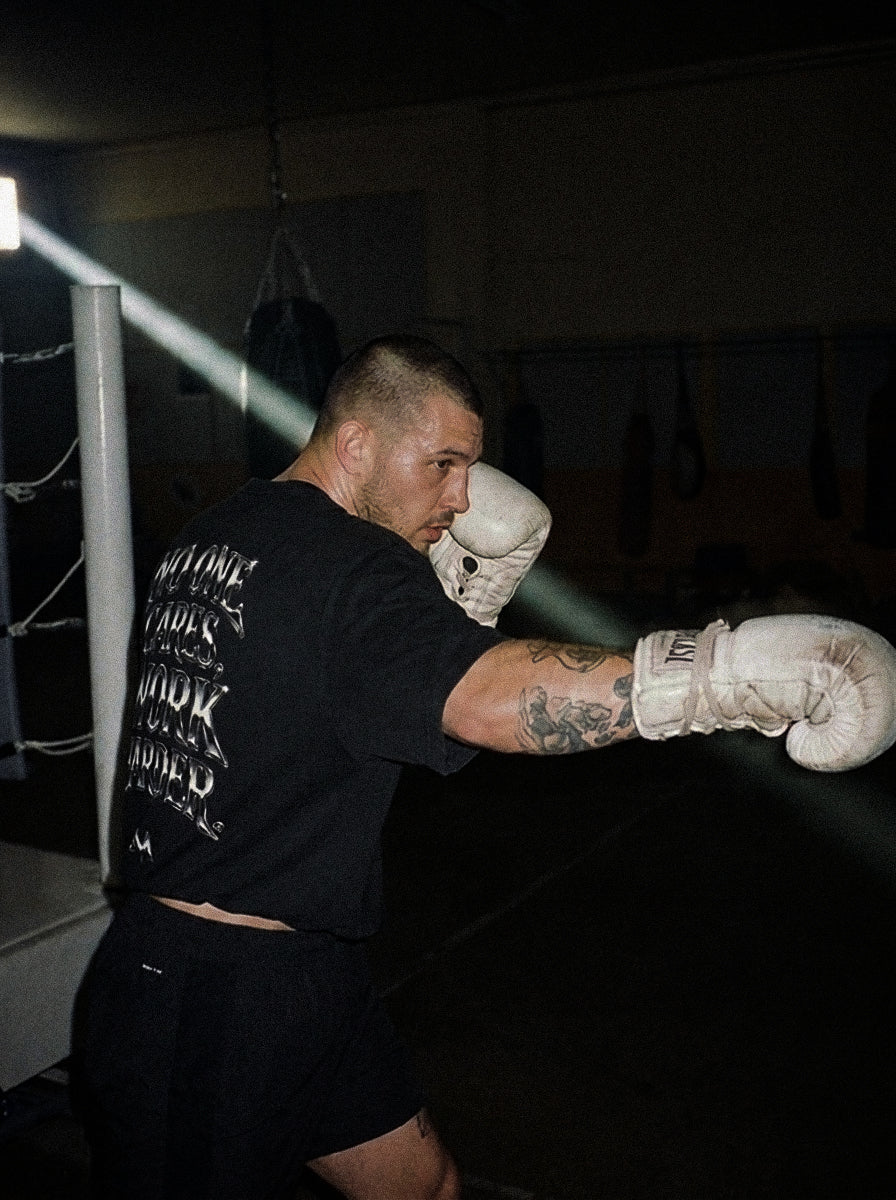 'NO ONE CARES WORK HARDER' TEE - CHROME