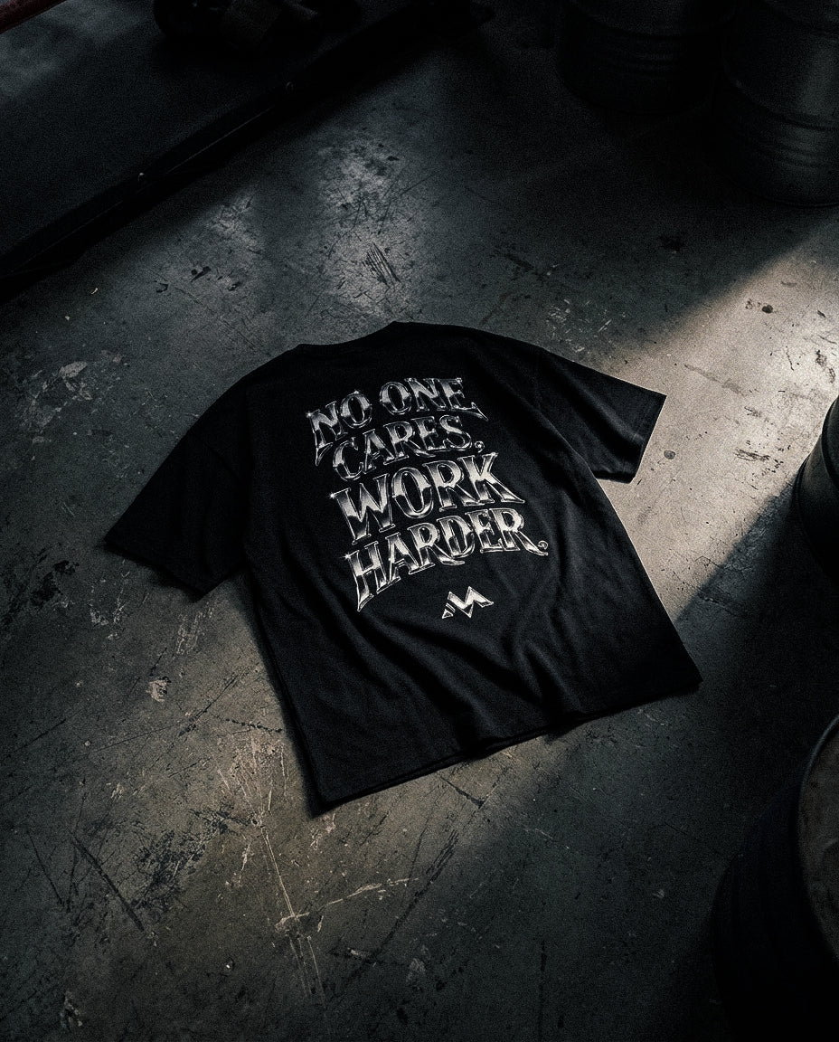 'NO ONE CARES WORK HARDER' TEE - CHROME