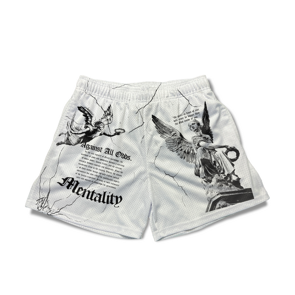 'WINGS OF VICTORY' MESH SHORTS - WHITE