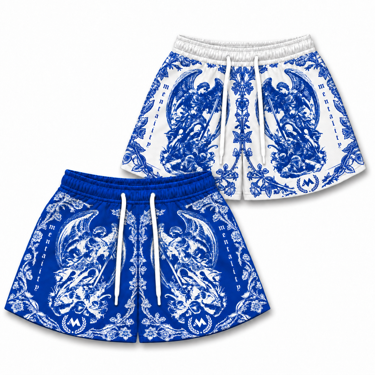 ST.MICHAEL BLUE/WHITE REVERSIBLE SHORT  - MID THIGH