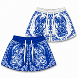 ST.MICHAEL BLUE/WHITE REVERSIBLE SHORT  - MID THIGH