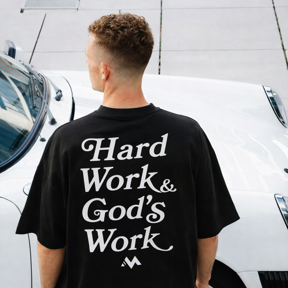 'HARD WORK & GOD'S WORK' TEE - BLACK