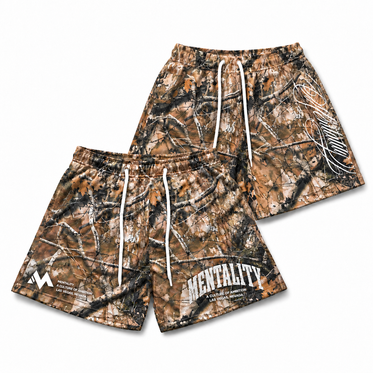 CAMO SCRIPT REVERSIBLE SHORT  - MID THIGH