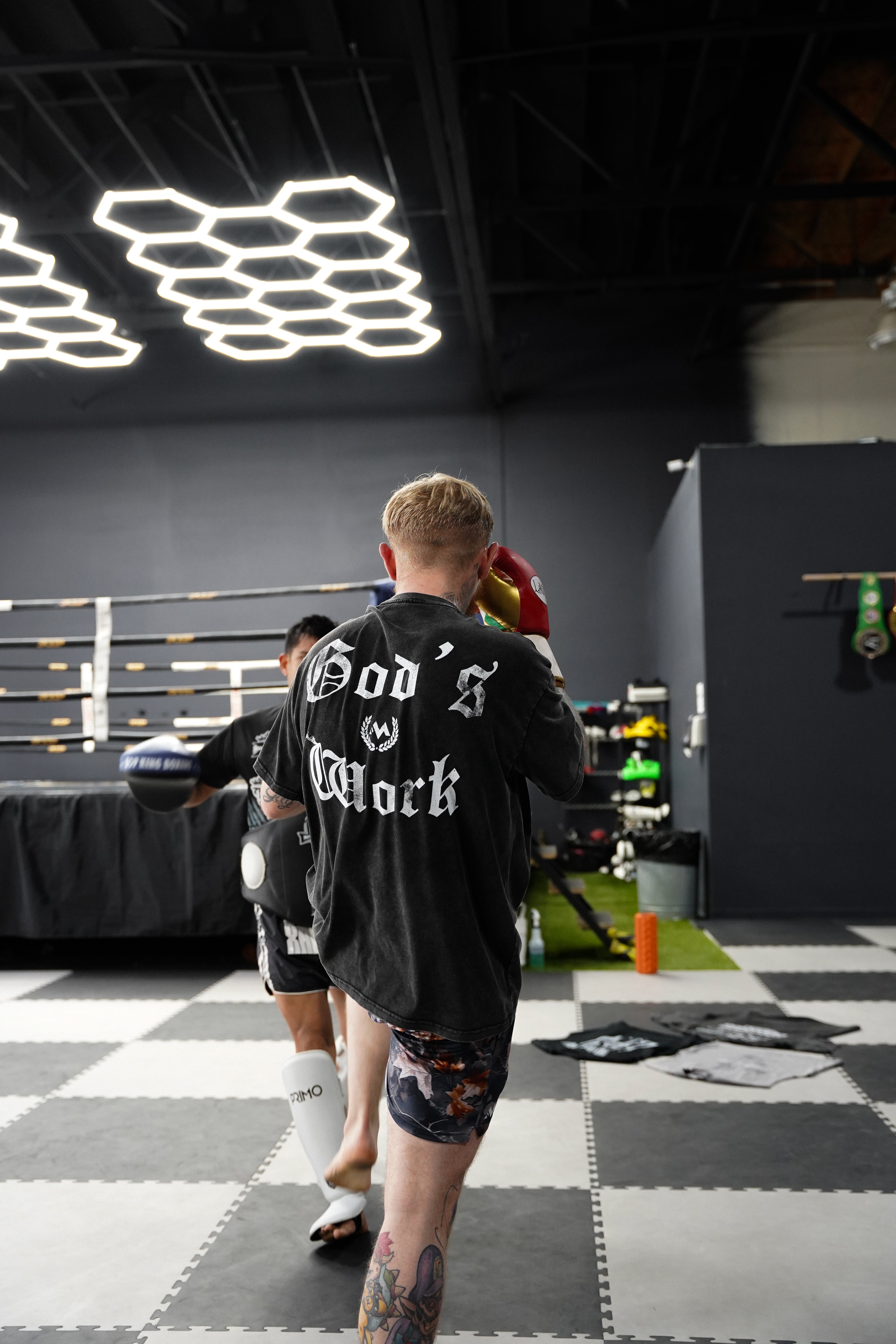 'GOD'S WORK' CREST TEE - BLACK