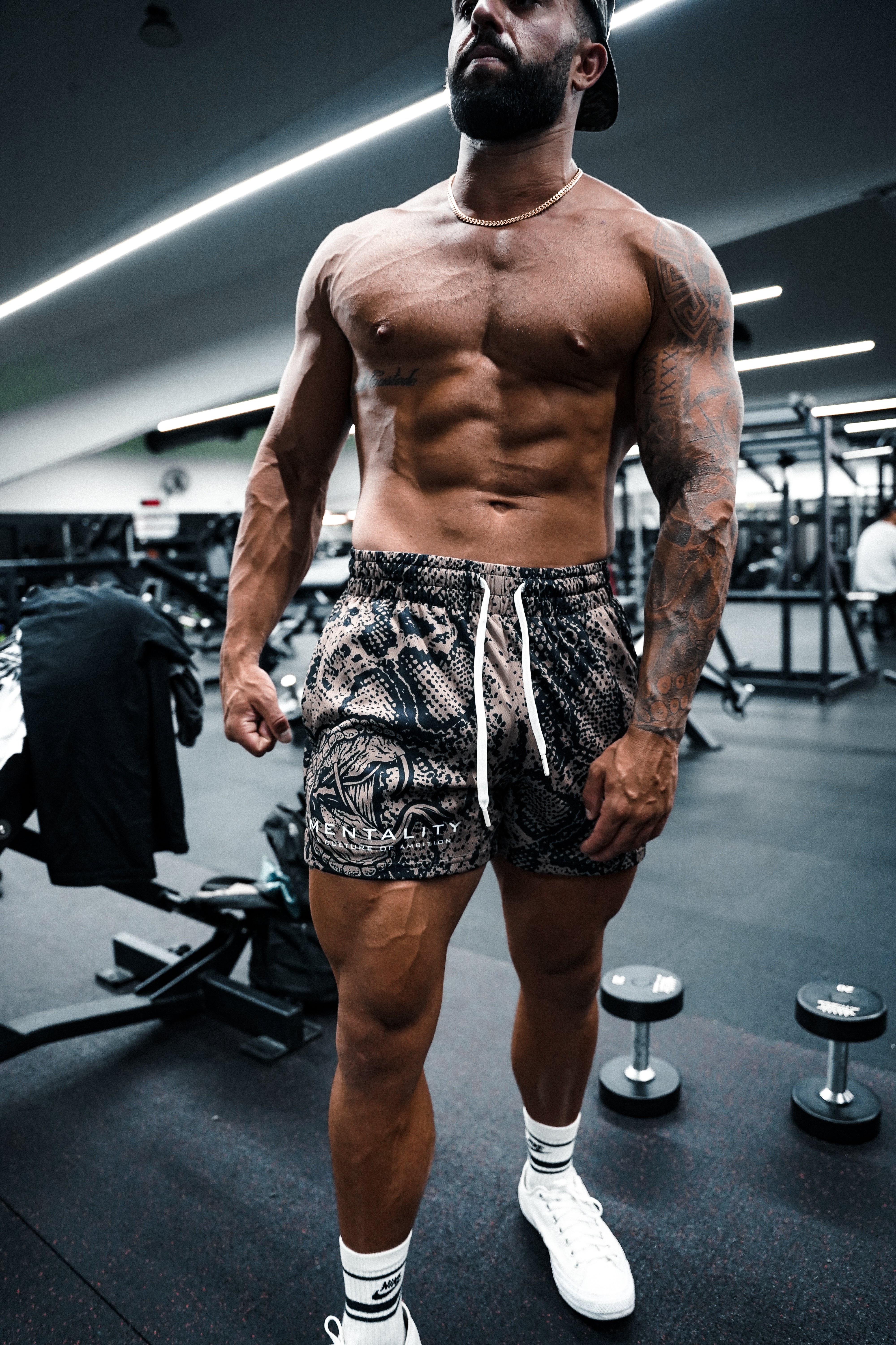 SNAKE CAMO MESH SHORTS