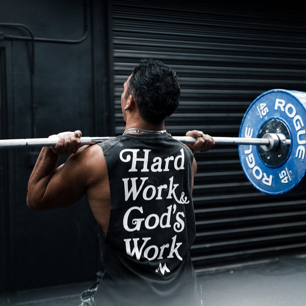 'HARD WORK & GOD'S WORK' SLEEVELESS CUTOFF - VINTAGE