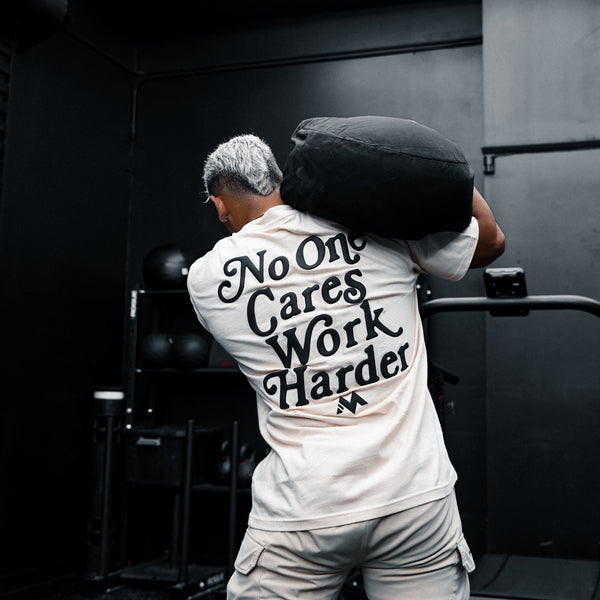 'WORK HARDER' TEE - BONE