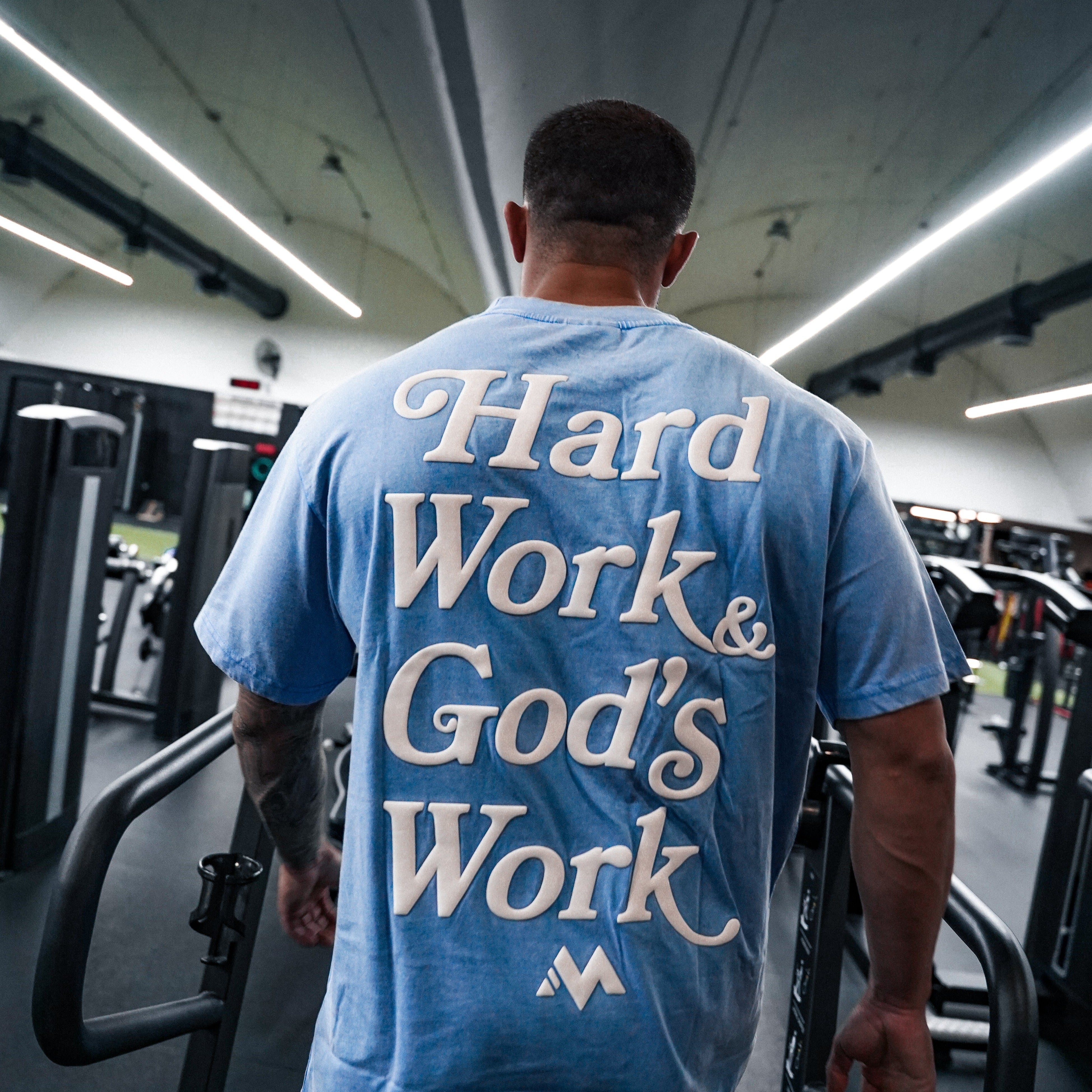 'HARD WORK & GOD'S WORK' TEE - BLUE