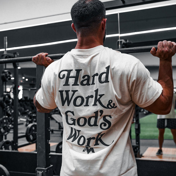 'HARD WORK & GOD'S WORK' TEE - BONE