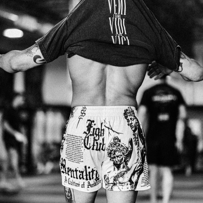 'FIGHT CLUB' BLACK/WHITE REVERSIBLE SHORT - MID THIGH