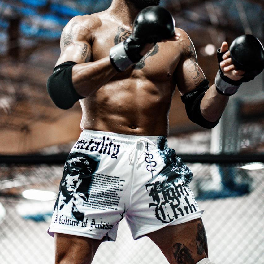 'FIGHT CLUB' BLACK/WHITE REVERSIBLE SHORT - MID THIGH
