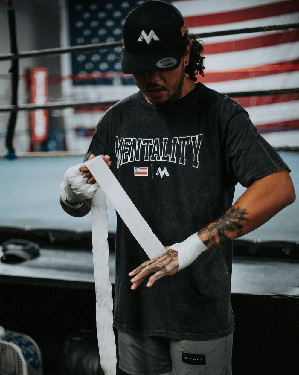 MENTALITY USA TEE - VINTAGE BLACK