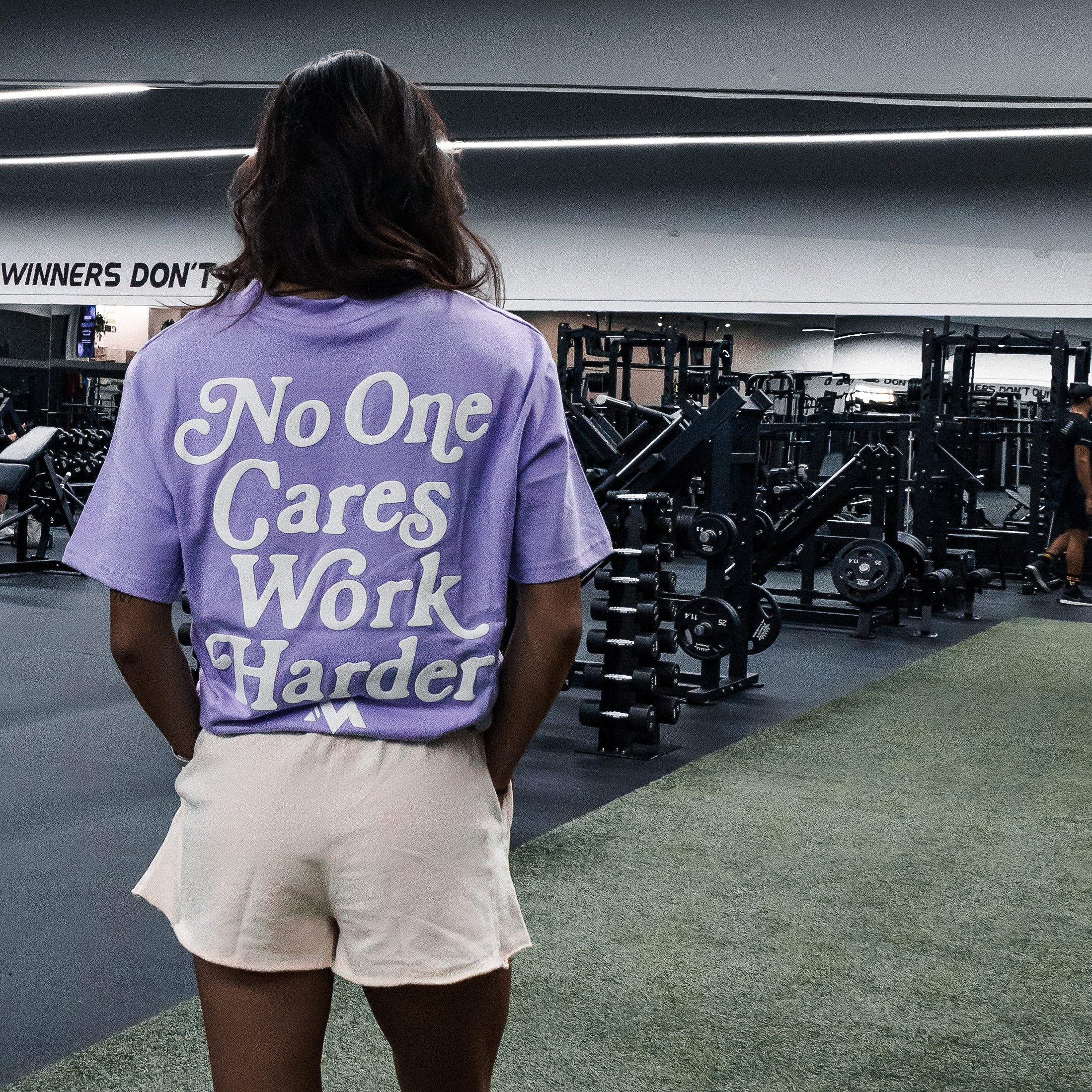 'WORK HARDER' TEE - LILAC PURPLE