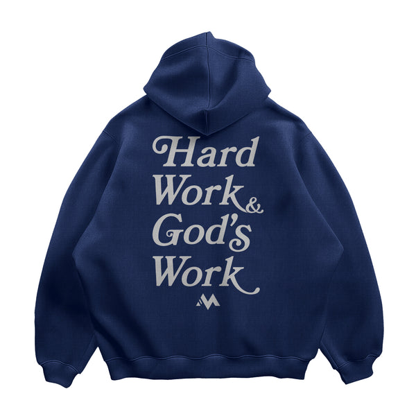 'HARD WORK & GOD'S WORK' HOODIE - NAVY