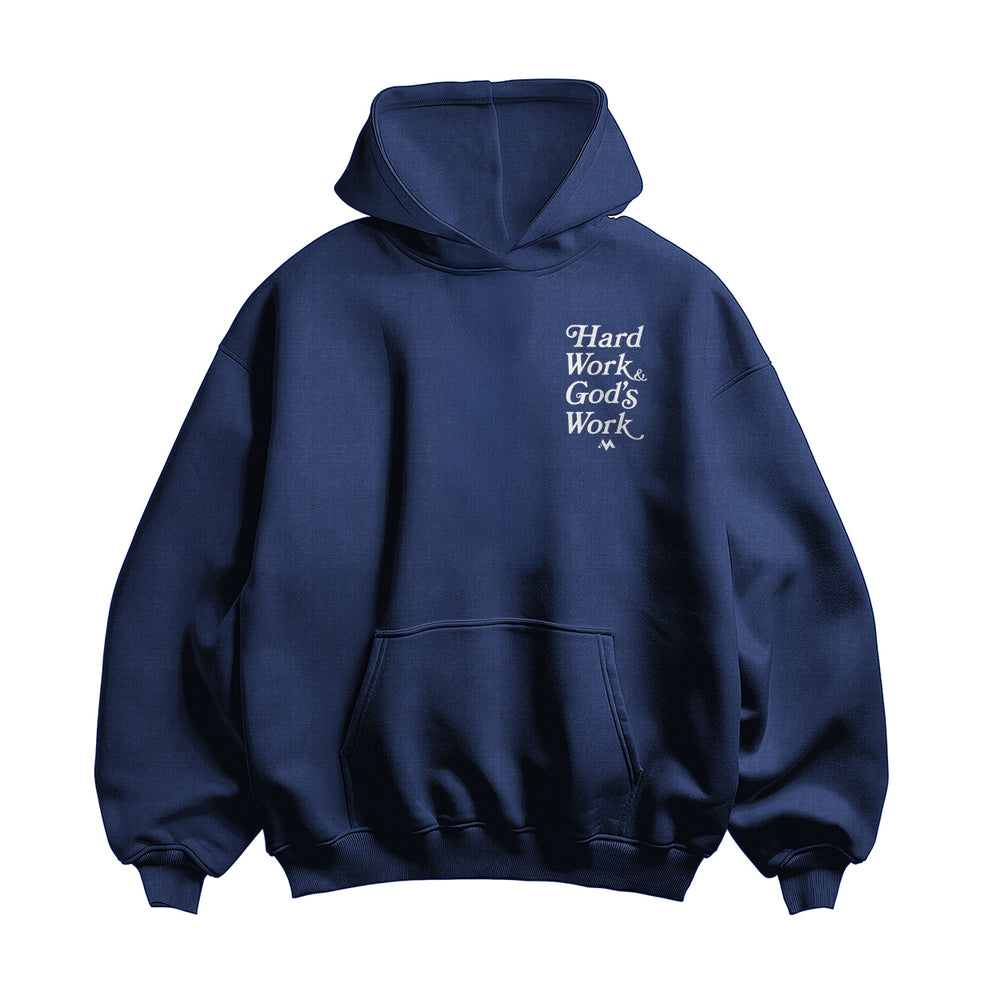 'HARD WORK & GOD'S WORK' HOODIE - NAVY