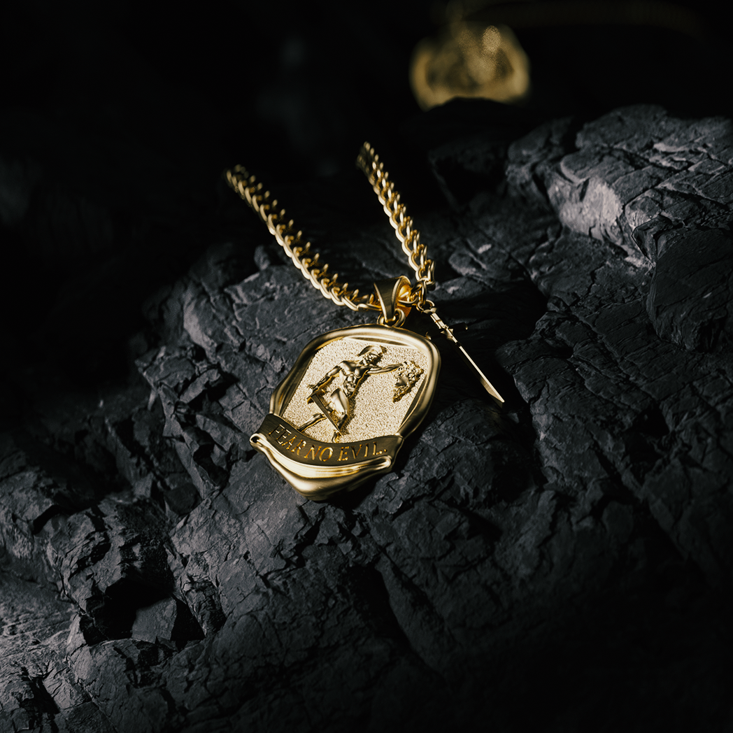FEAR NO EVIL PENDANT - GOLD
