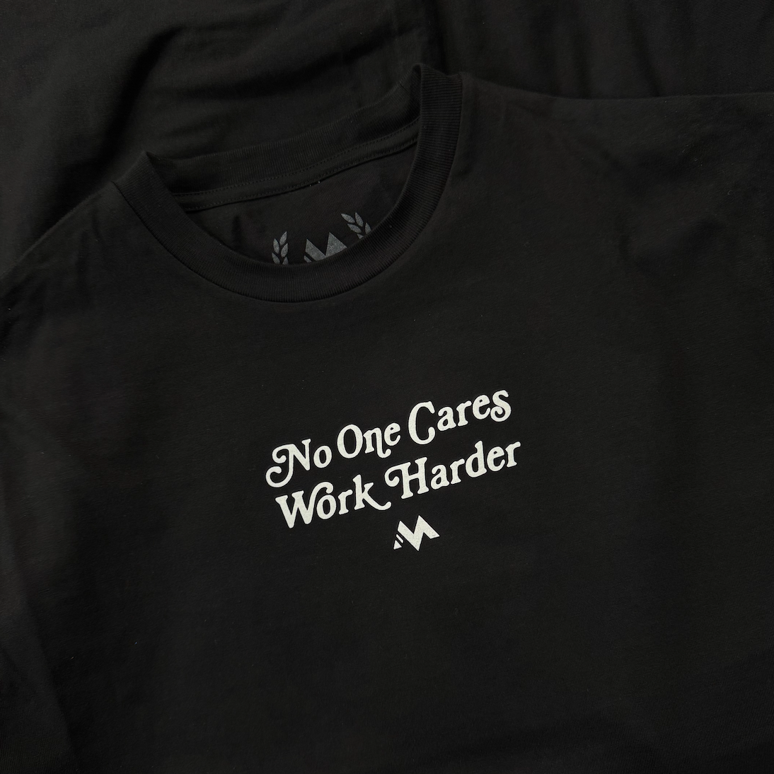'NO ONE CARES WORK HARDER' TEE - JET BLACK