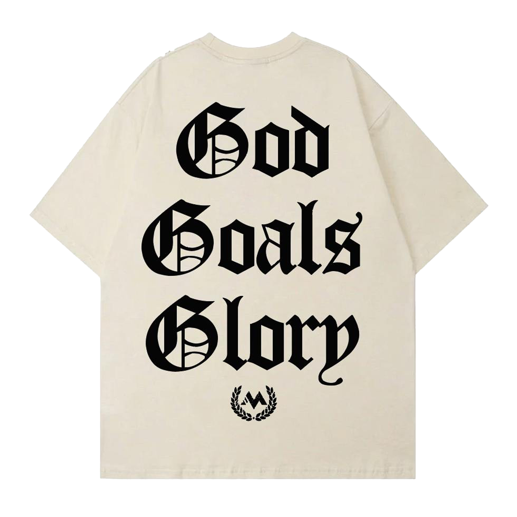 'GOD, GOALS, GLORY' WORDMARK TEE - CREAME