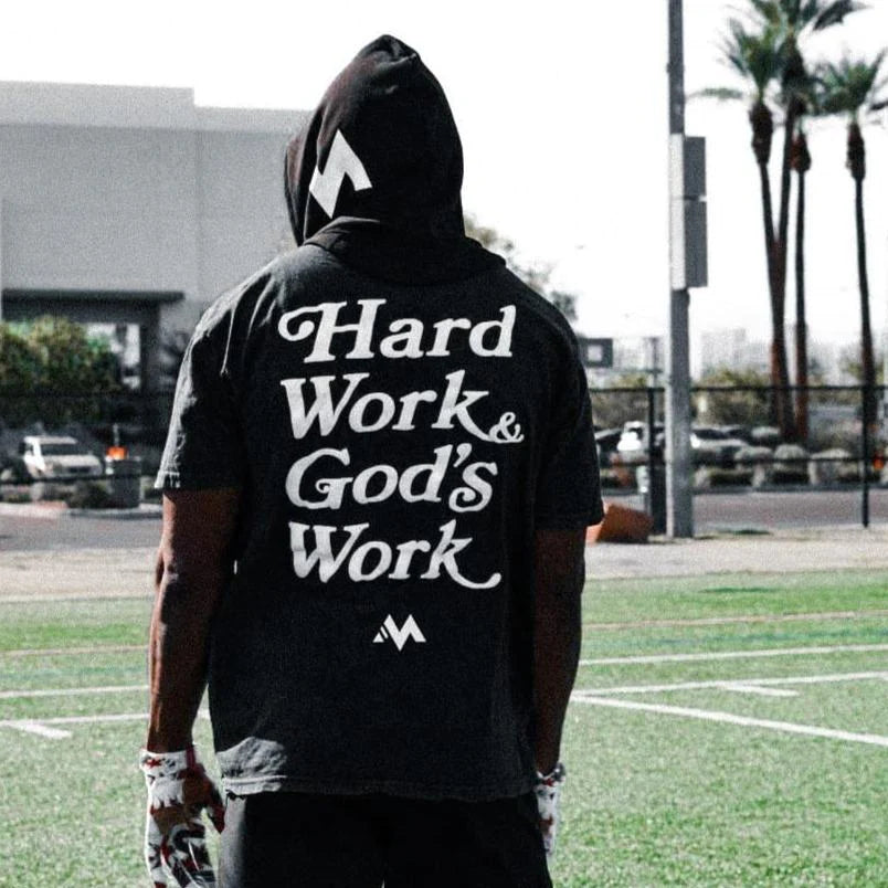 'HARD WORK & GOD'S WORK' TEE - JET BLACK