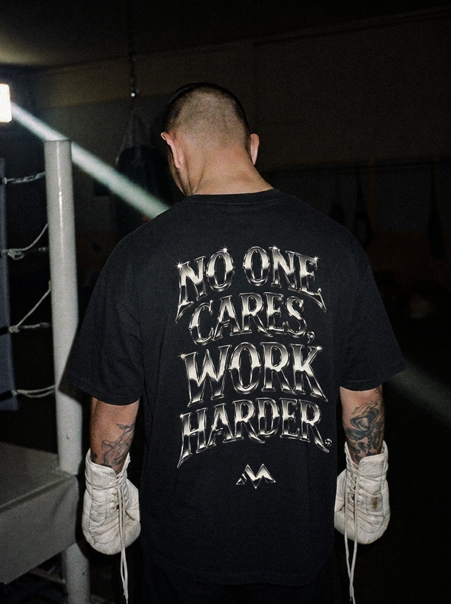 'NO ONE CARES WORK HARDER' TEE - CHROME
