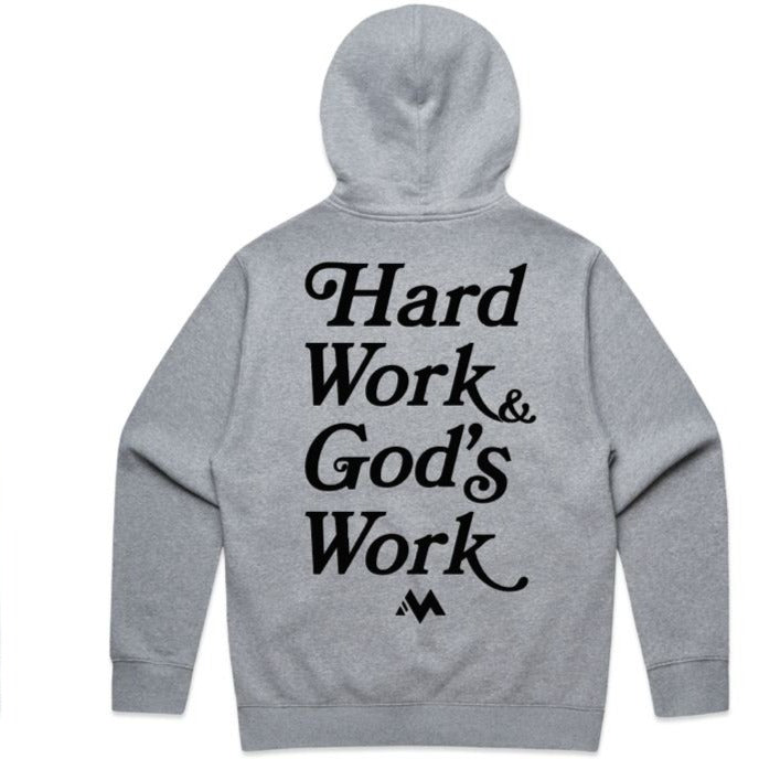 'HARD WORK & GOD'S' WORK HOODIE - GRAY