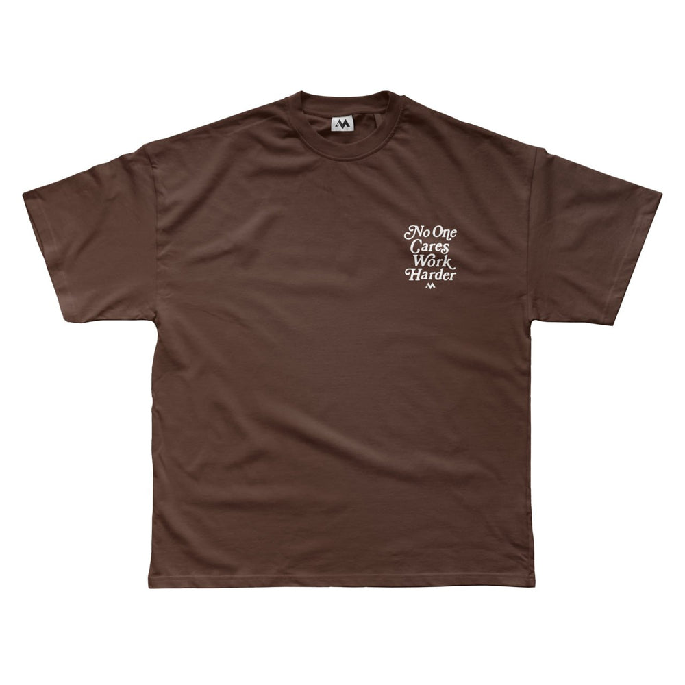 'WORK HARDER' TEE - COFFEE