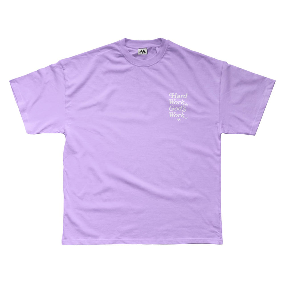 'HARD WORK & GOD'S WORK' TEE - LILAC PURPLE