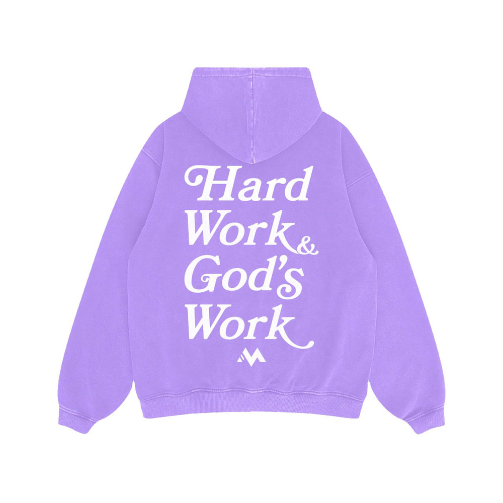 'HARD WORK & GOD'S WORK' HOODIE - LILAC