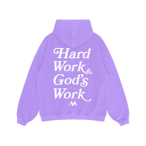 'HARD WORK & GOD'S WORK' HOODIE - LILAC