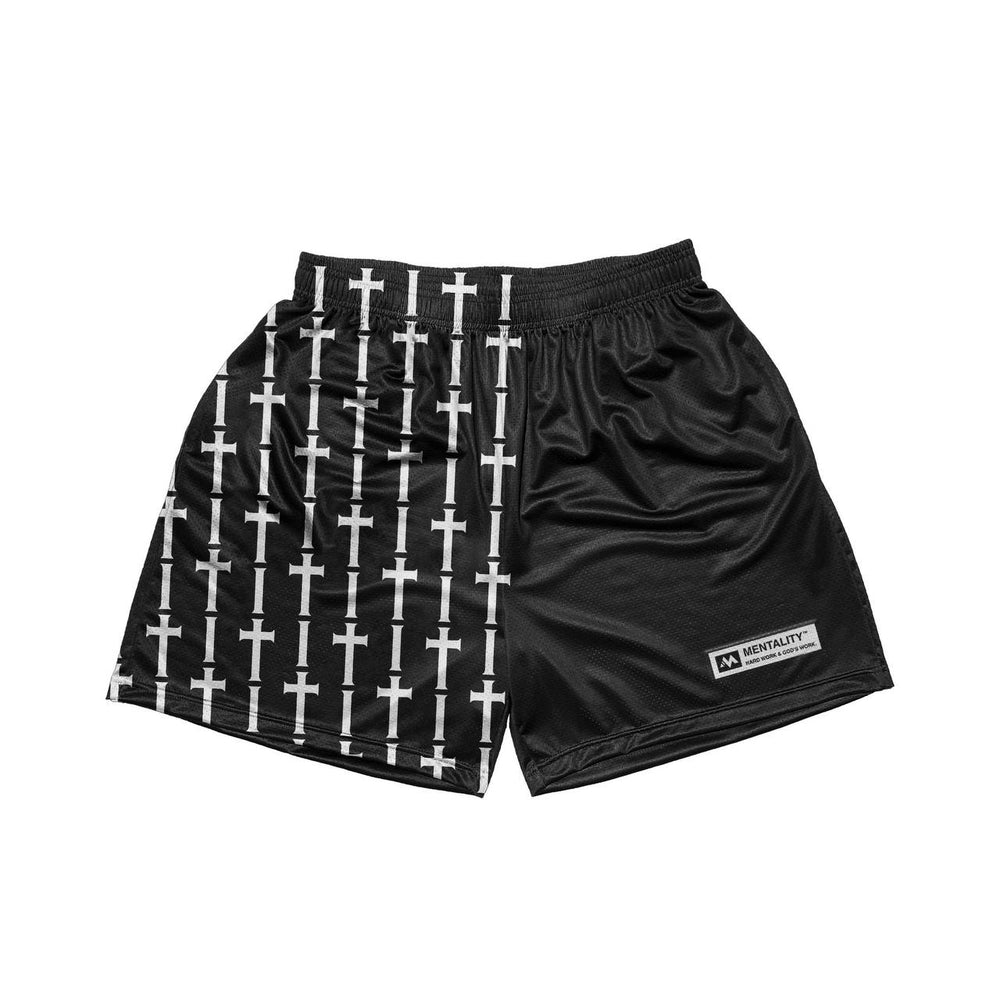 CROSS MESH SHORTS - BLACK