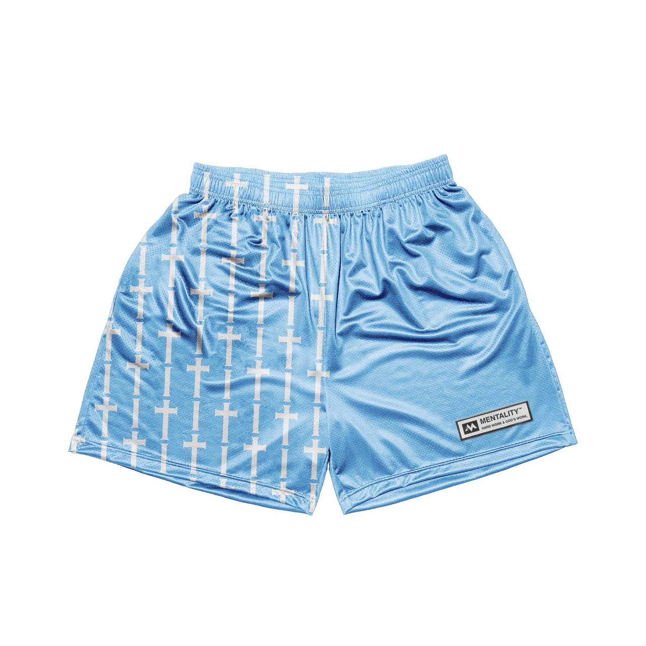 CROSS MESH SHORTS - SKY BLUE