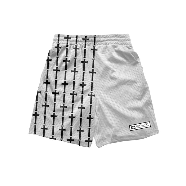 CROSS MESH SHORTS - SILVER