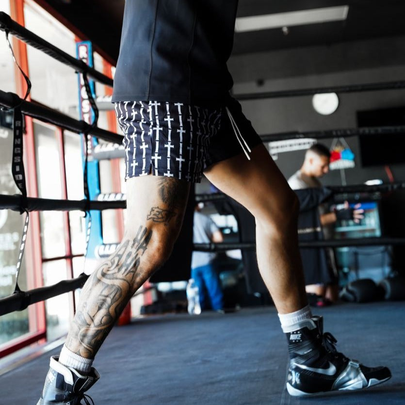 CROSS MESH SHORTS - BLACK