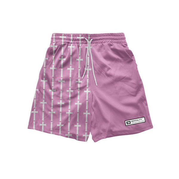 CROSS MESH SHORTS - PINK