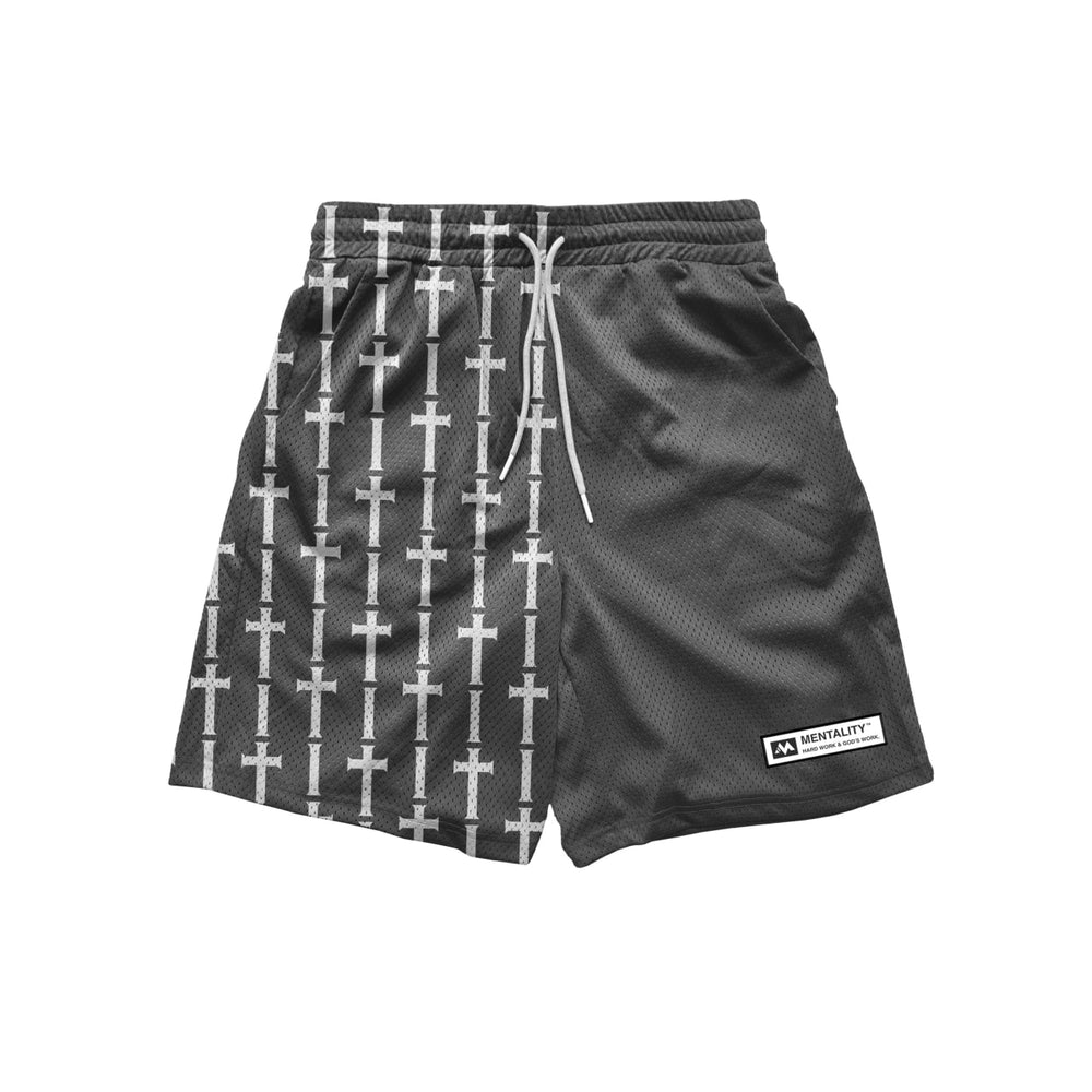 CROSS MESH SHORTS - GRAY