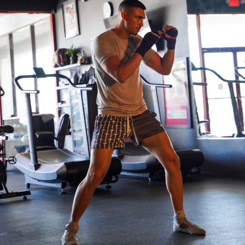 CROSS MESH SHORTS - GRAY