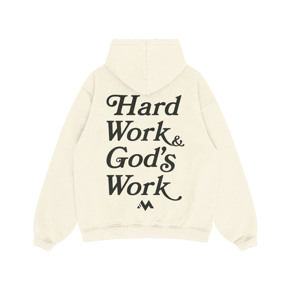 'HARD WORK & GOD'S WORK' HOODIE - BUTTER