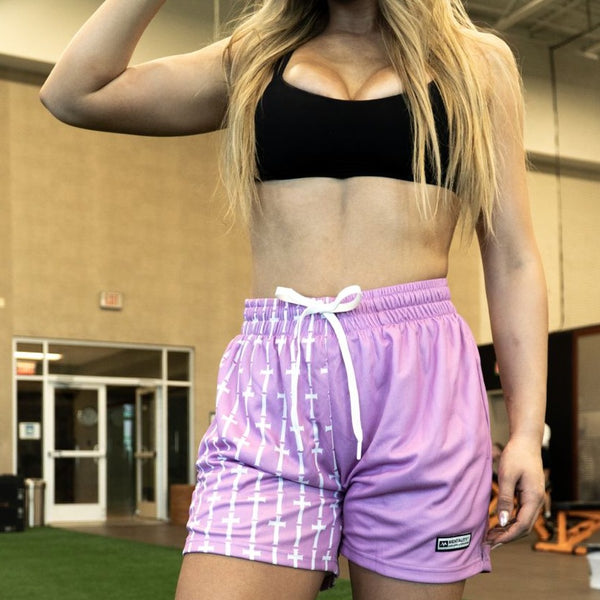 CROSS MESH SHORTS - PINK